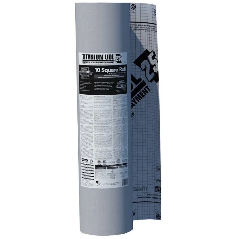 Interwrap UDL25 Roof Underlayment Roll, 250 ft L, 48 in W, Gray, Synthetic