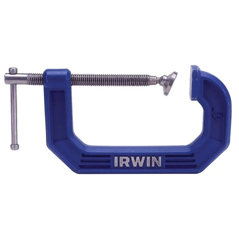 Irwin 225105 C-Clamp, 10 lb Clamping, 5 in Max Opening Size, 3-1/4 in D Throat, Steel Body, Blue Body