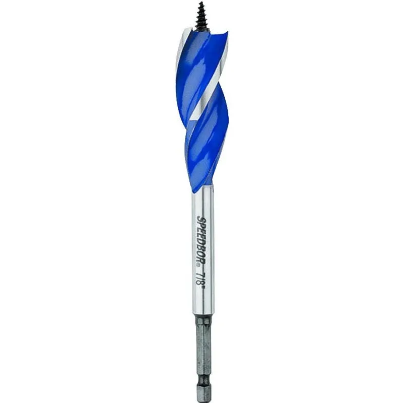 Irwin Speedbor 3041005 Auger Boring Bit, 7/8 in Dia, 6 in OAL, Tapered Flute, 3-Flute, 1/4 in Dia Shank, Hex Shank