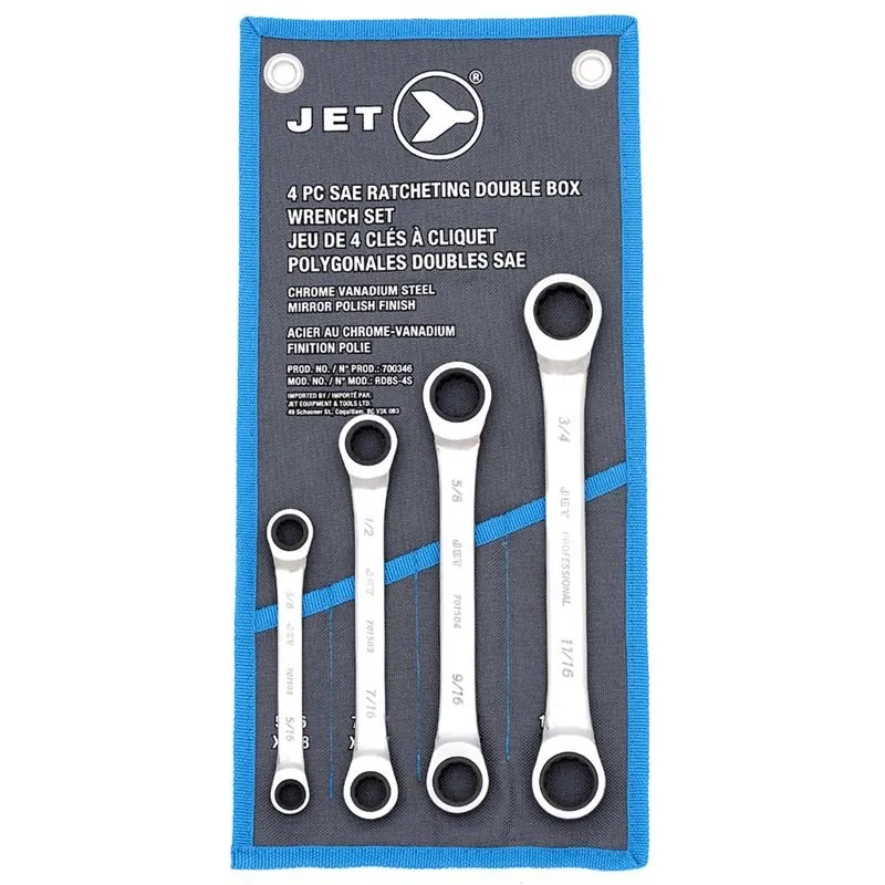 JET Ratcheting Double Box Wrench Set – SAE – 4 pc