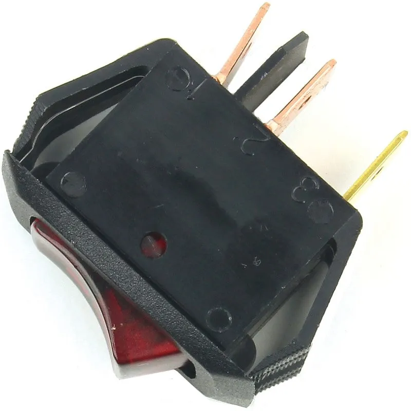 Jandorf 61032 Rocker Switch, 10/16 A, 125/250 V, SPST, Tab Terminal, Black/Red