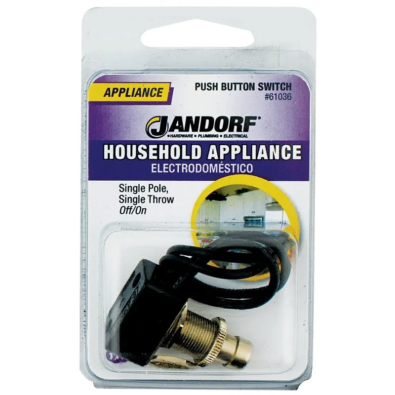Jandorf 61036 Switch, 5/10 A, 125/250 V, SPST, Lead Wire Terminal