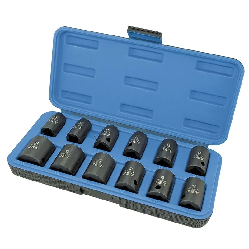 Jet 610308 12 Pc 1/2 Dr Metric Impact Socket Set – 6 Point