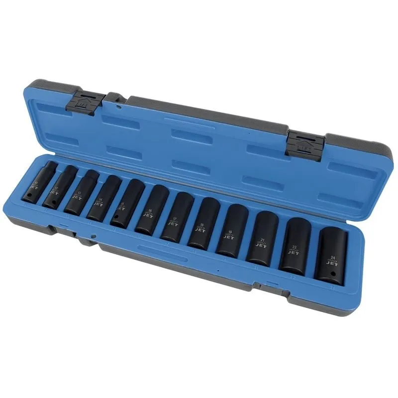 Jet 610310 12 Pc 1/2 Dr Deep Metric Impact Socket Set – 6 Point