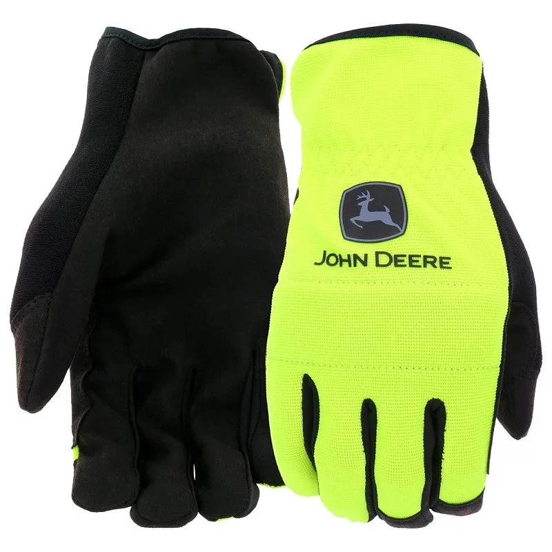John Deere JD86018-XL High-Dexterity Work Gloves, Men’s, XL, Reinforced Thumb, Shirred Cuff, Spandex/Synthetic Leather