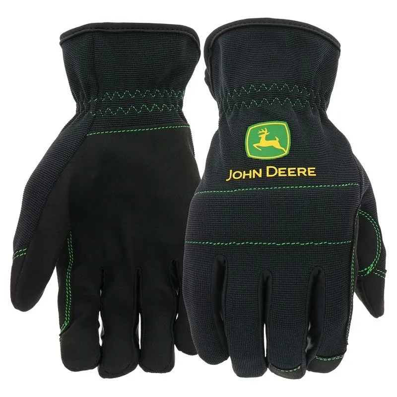 John Deere JD86021-L High-Dexterity Work Gloves, L, 4-5/8 in L, Slip-On Cuff, Polyester, Black