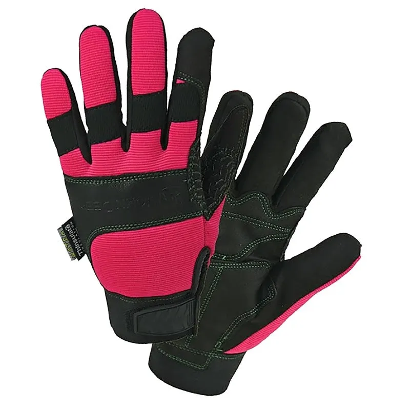 John Deere JD90015/WML All-Purpose Winter Gloves, Women’s, L, Hook and Loop Cuff, Foam/Spandex, Black/Pink