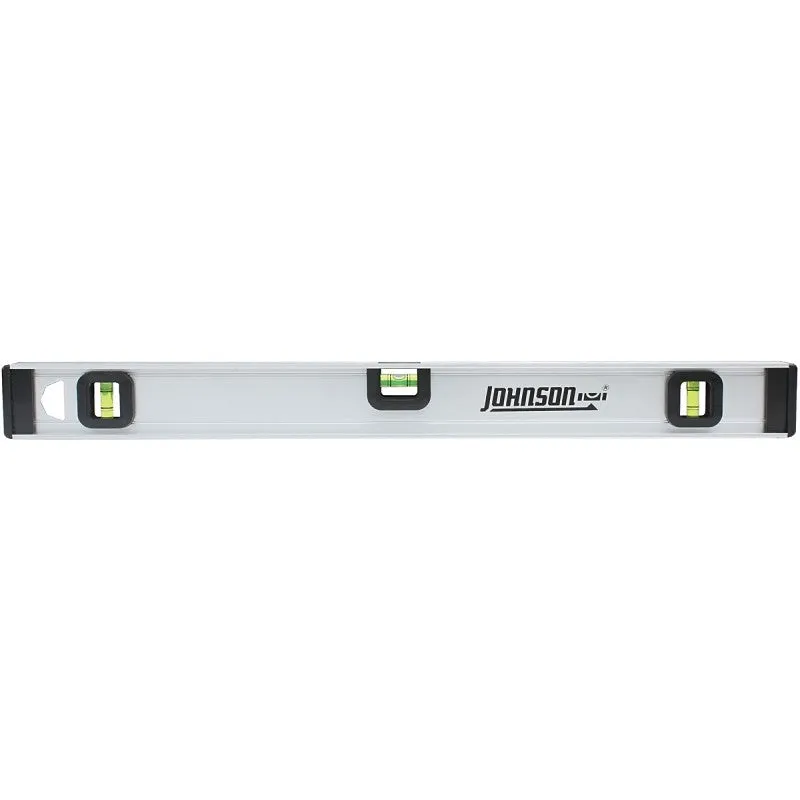 Johnson 1300-3600 I-Beam Level with Rule, 36 in L, 3-Vial, Non-Magnetic, Aluminum, Silver