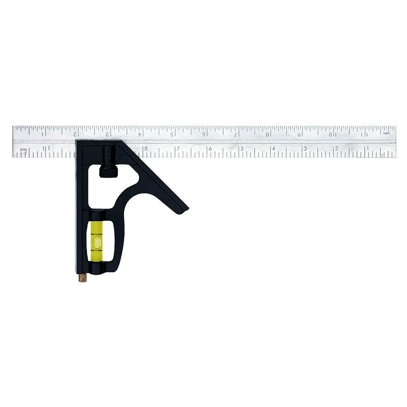 Johnson 400 Combination Square, 12 in L Blade, Stainless Steel Blade, 1/8 in, 1/16 in, 1/32 in Graduation