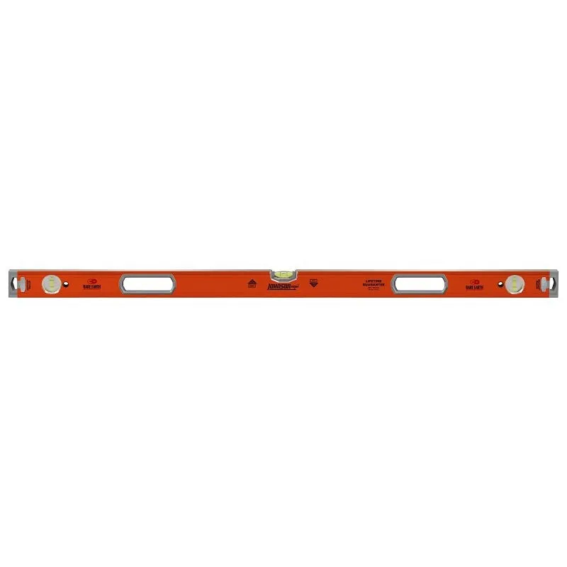 Johnson 9550-4800 Box Beam Level, 48 in L, 3-Vial, Magnetic, Aluminum, Orange