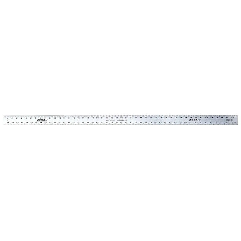 Johnson COLORmaxx Series J48 Straight Edge Ruler, 1/8, 1/16 in Graduation, Aluminum, Clear, 2 in W