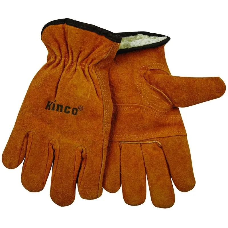 Kinco 51PL-L Driver Gloves, Men’s, L, 10-1/2 in L, Keystone Thumb, Easy-On Cuff, Cowhide Leather, Gold