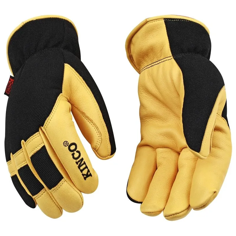 KincoPro 101HK-L Safety Gloves, Men’s, L, Wing Thumb, Shirred Elastic Wrist Cuff, Polyester/Spandex Back, Gold