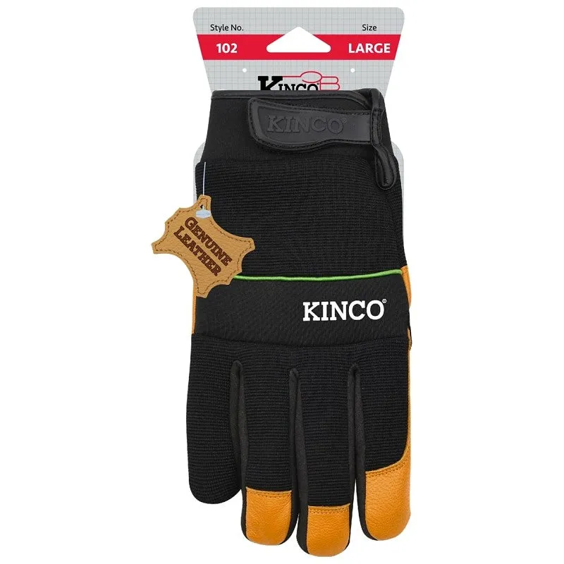 KincoPro 102-XL Safety Gloves, XL, Gold, Men’s, Wing Thumb, Hook and Loop, Polyester/Spandex