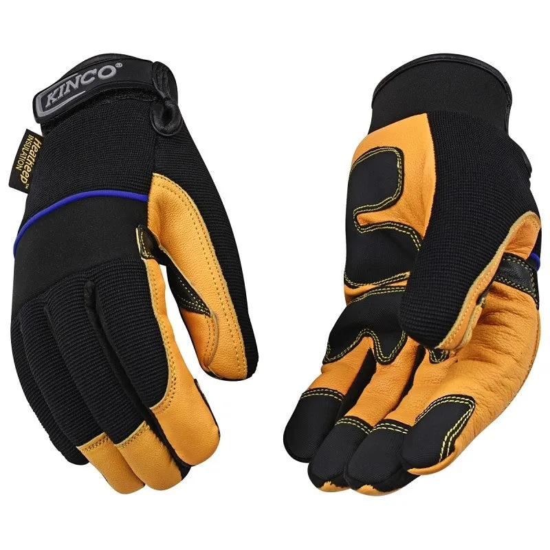 KincoPro 102HK-XL Safety Gloves, XL, Gold, Men’s, Wing Thumb, Hook and Loop, Polyester/Spandex, Goatskin Leather Palm