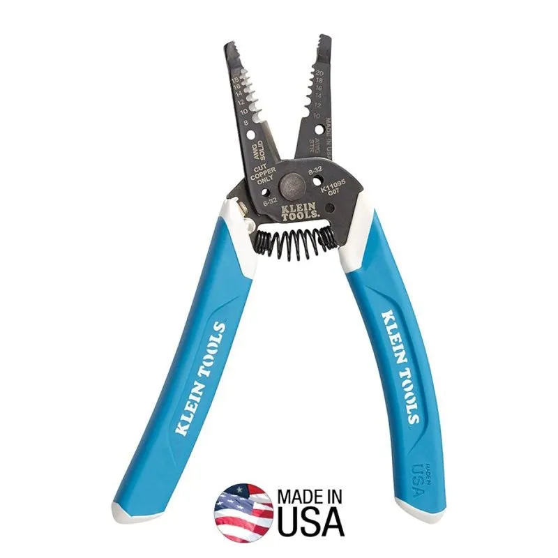 Klein-Kurve K11095 Wire Stripper, 18 to 8 AWG Solid, 20 to 10 AWG Stranded Wire, 7-1/4 in OAL, Comfort Grip Handle