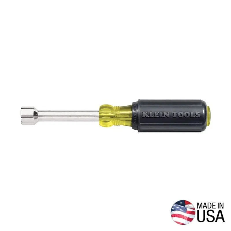 Klein Tools 630-5/16 Nut Driver, 5/16 in Drive, 6-3/4 in OAL, Cushion-Grip Handle, Chrome Handle, 3 in L Shank