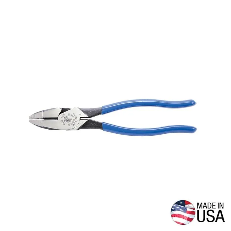 Klein Tools D2000-9NE Lineman’s Plier, 9-3/8 in OAL, Light Blue Handle, 1-1/4 in W Jaw, 1.594 in L Jaw