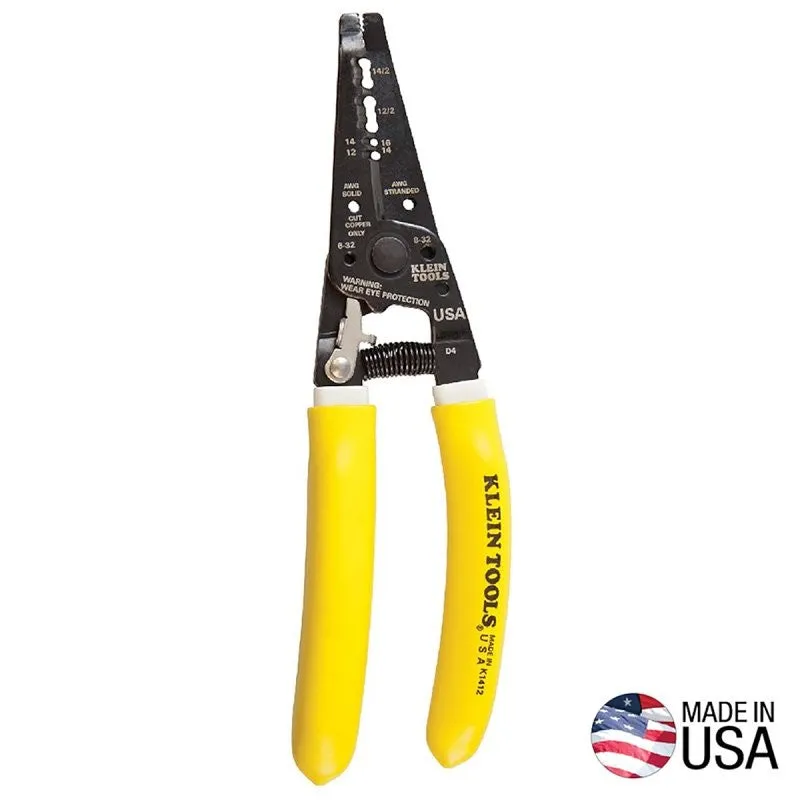 Klein Tools K1412 Cable Stripper, 14 to 12 AWG Wire, 7-3/4 in OAL, Curved Handle