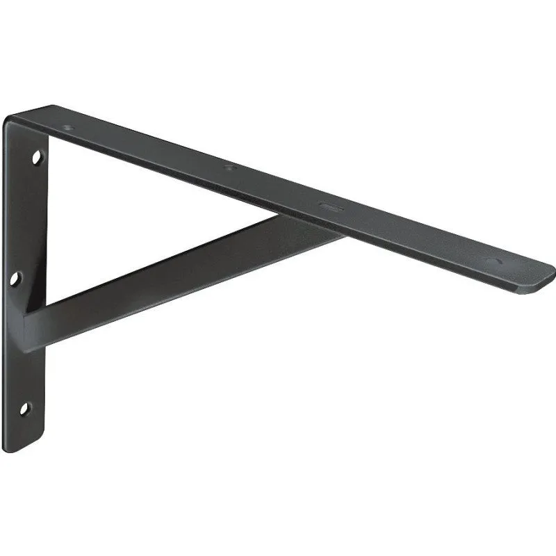 Knape & Vogt 208BLK300 Shelf L-Bracket, 12 in L, Steel, Black