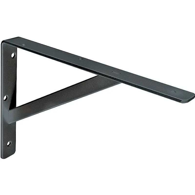 Knape & Vogt 208BLK400 Shelf L-Bracket, 16 in L, Steel, Black