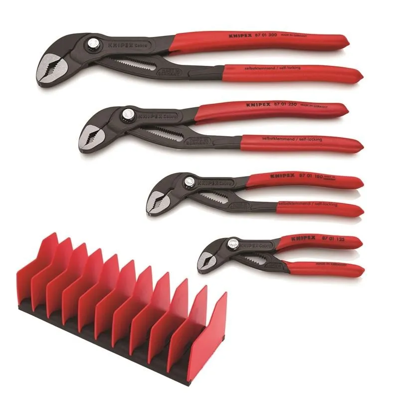 Knipex 9K 00 80 138 US – 4 Piece CobraÂ® Pilers set- with FREE 10 Piece Tool Holder