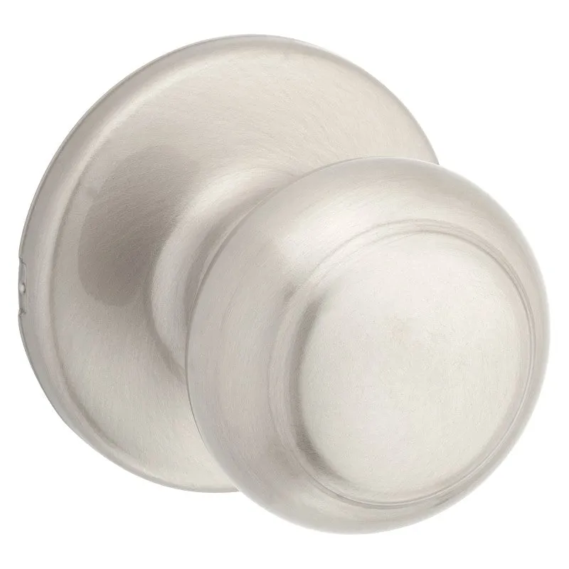 Kwikset 200CV 15 CP Passage Knob, Cove, 2-5/8 in H x 2-5/8 in W Dimensions, Zinc, Satin Nickel, 2-1/4 in Strike