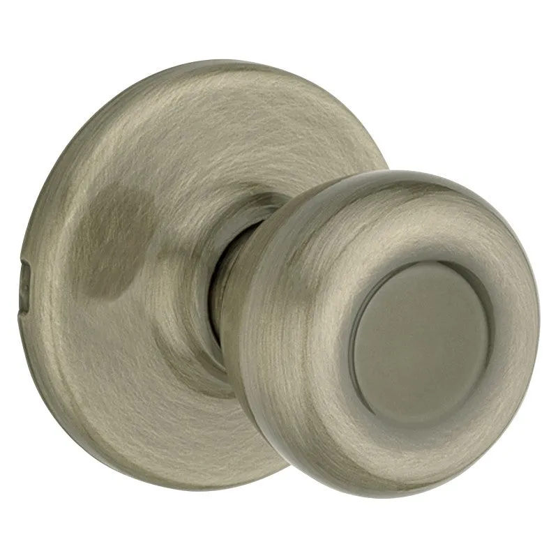 Kwikset 200T 5CP Passage Knob, Tylo, 2-19/32 in L x 2-5/8 in H Dimensions, Metal, Antique Brass