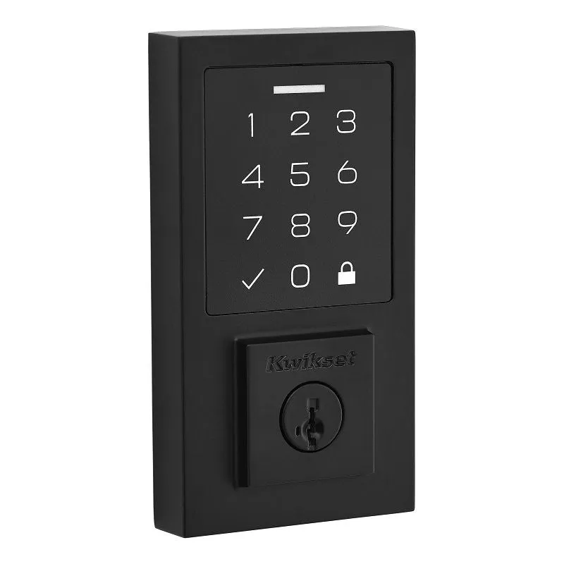 Kwikset 270 Series 9270 CNT 514 SMT RBP Smartcode Deadbolt, 2 Grade, Keyed One-Side Key, Matte Black, KW1 Keyway
