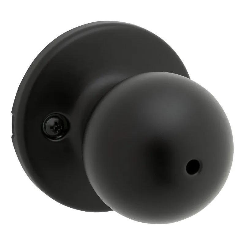 Kwikset 300P 514 CP Privacy Door Lock, Polo, Traditional Design, Knob Handle, Matte Black, Metal, Turn-Piece