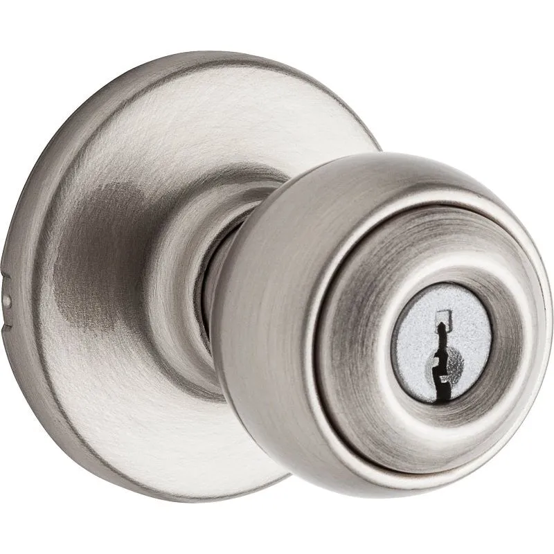 Kwikset 400P 15 6AL RCS Entry Knob, Ball, Polo, Satin Nickel, Zinc, KW1 Keyway, Re-Key Technology: Smartkey, 3 Grade