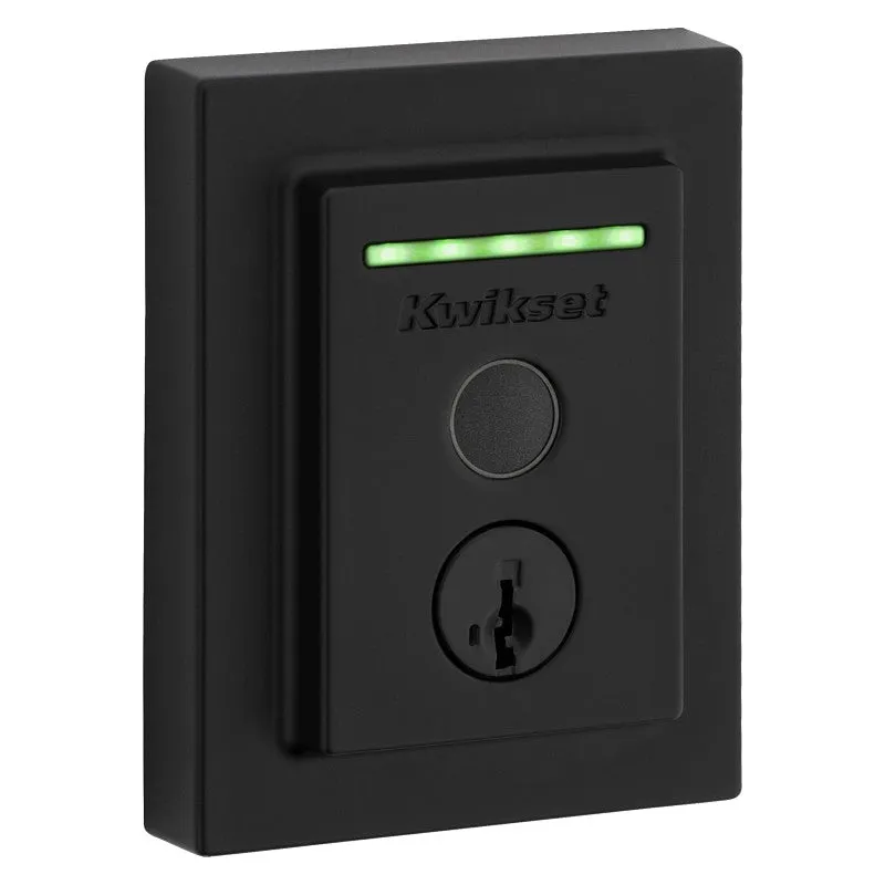 Kwikset Halo Series 959 CNT FPTR WIFI 514 Electronic Deadbolt, Matte Black, Residential, Brass/Steel, OS: Android