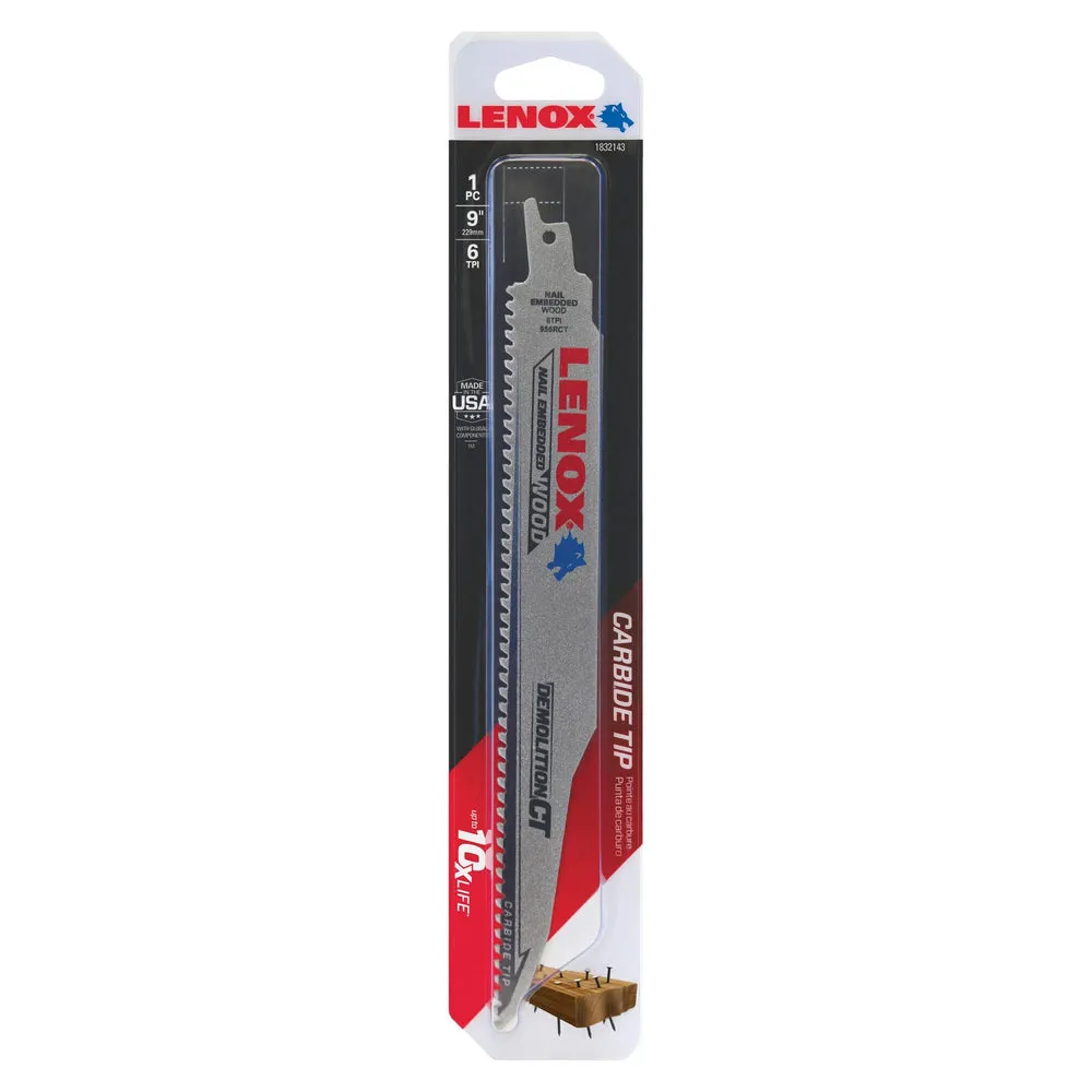 LENOX 1832143 Demolition CT™ 9″ Reciprocating Saw Blades 6TPI 1/PK