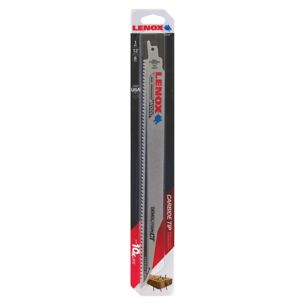 lenox 1832146 demolition ct 12 reciprocating saw blades 6tpi 1pk