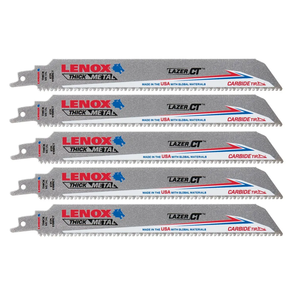 LENOX 2014225 9″ x 1″ Lazer CT™ Carbide Tipped Reciprocating Saw Blades (5 Pack)