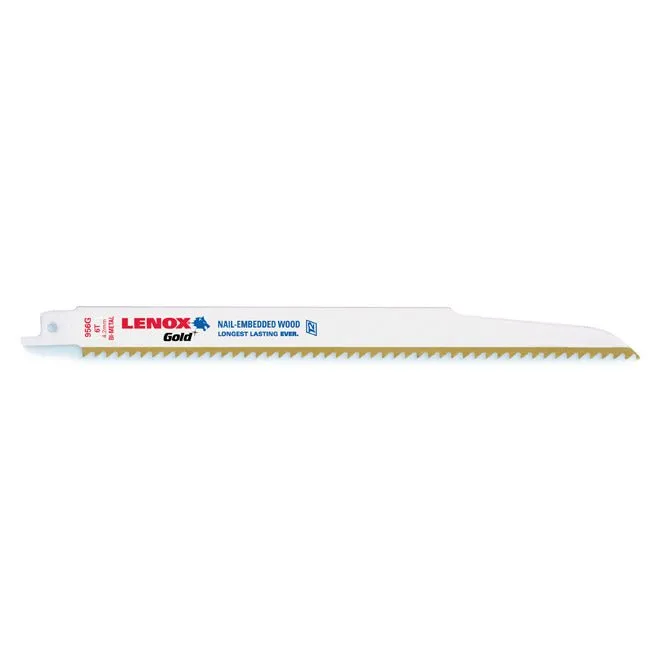 LENOX 21060656GR Gold® Power Arc® Curved Wood Cutting 6″ Reciprocating Saw Blades 6TPI 5/PK