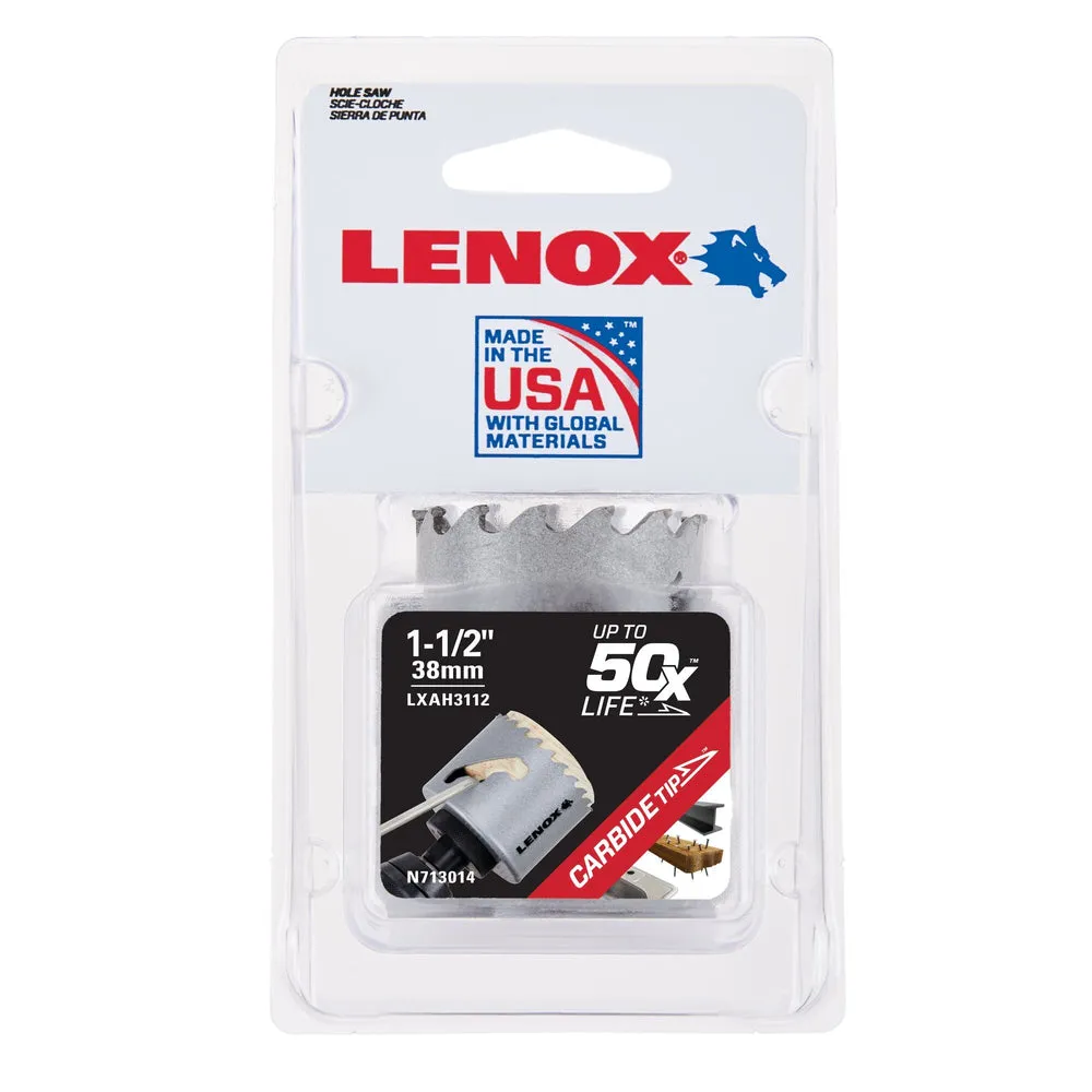 LENOX LXAH3112 Speed Slot® Carbide Tipped Hole Saw 38mm / 1-1/2″