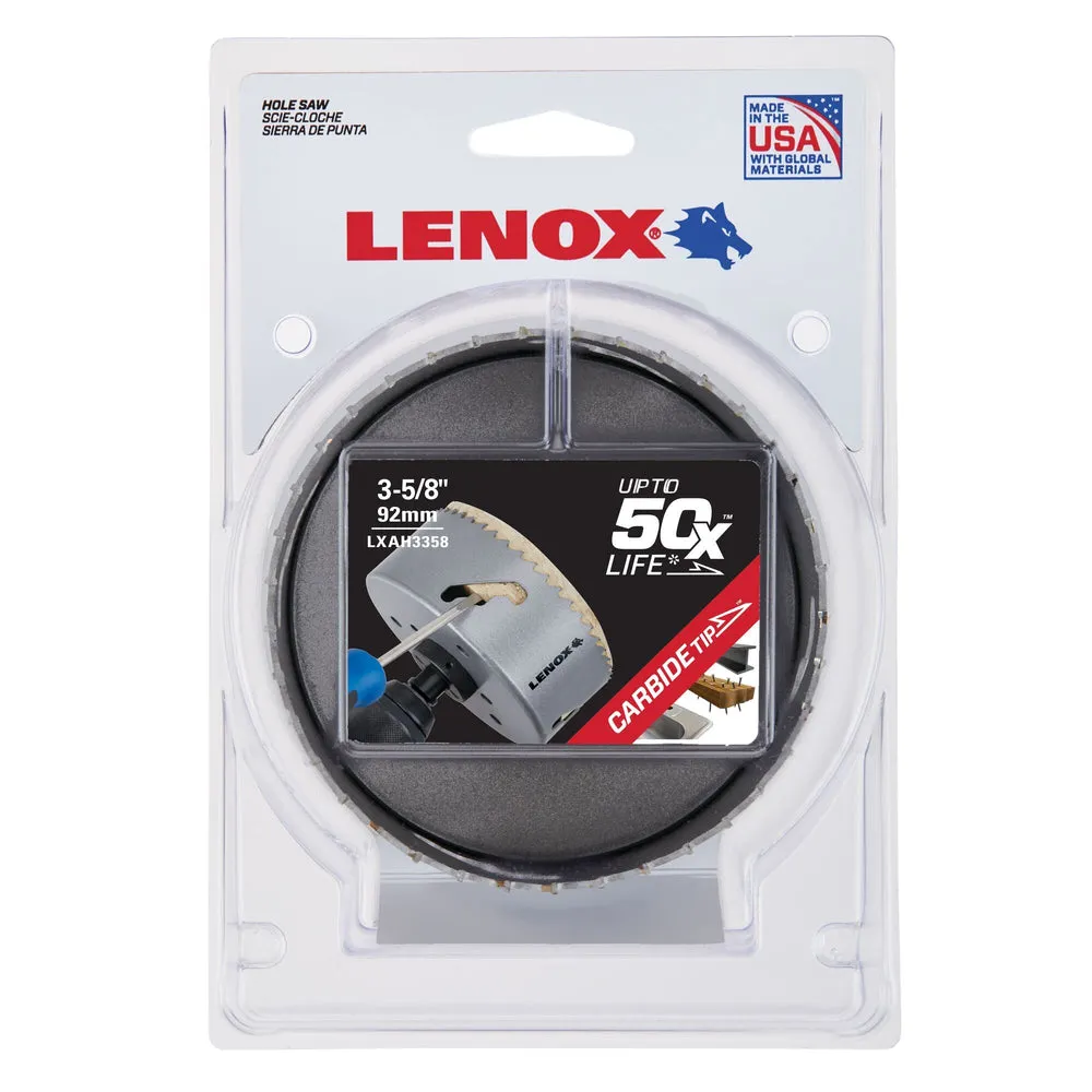 LENOX LXAH3358 Speed Slot® Carbide Tipped Hole Saw 92mm / 3-5/8″