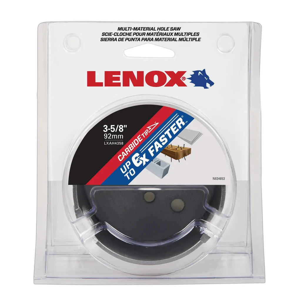 LENOX LXAH4358 LX 3 5/8″ (92MM) MM CARBIDE HOLE SAW