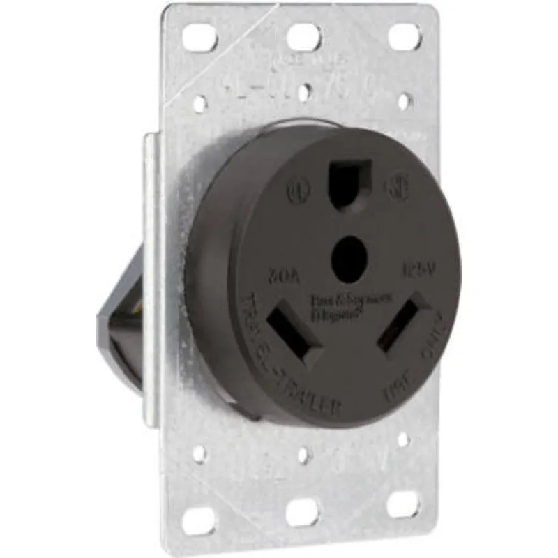 Legrand 3830CC6 Power Outlet, 2 -Pole, 125 VAC, 30 A, Black