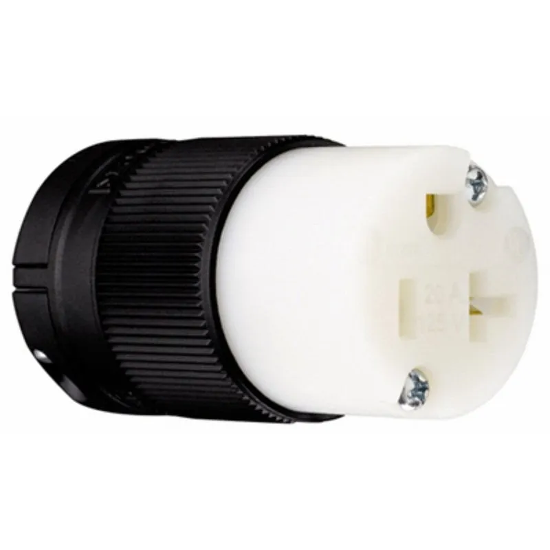 Legrand Camp-Lock PS520CCLBCCV4 Electrical Connector, 2 -Pole, 20 A, 125 V, NEMA: NEMA 5-20R, Black/White