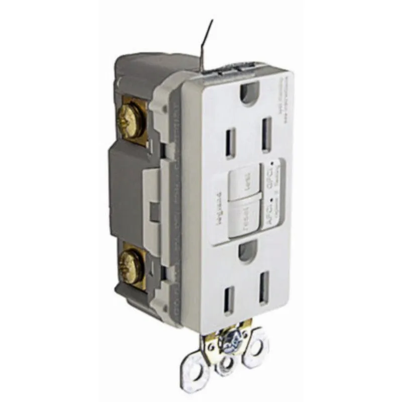 Legrand Radiant Series AFGF153TRWCC4 Self-Testing Outlet, 125 V, 15 A, NEMA: NEMA 5-15R, White