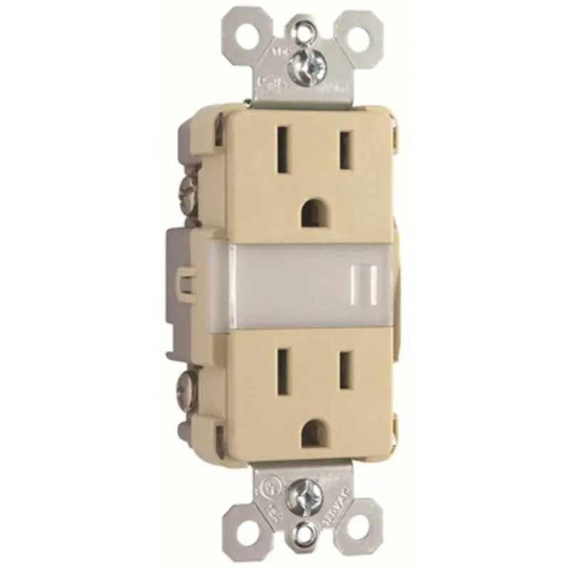 Legrand Radiant Series NTL885TRICC6 Nightlight with Outlets, 15 A, 120/125 V, LED Lamp, Ivory