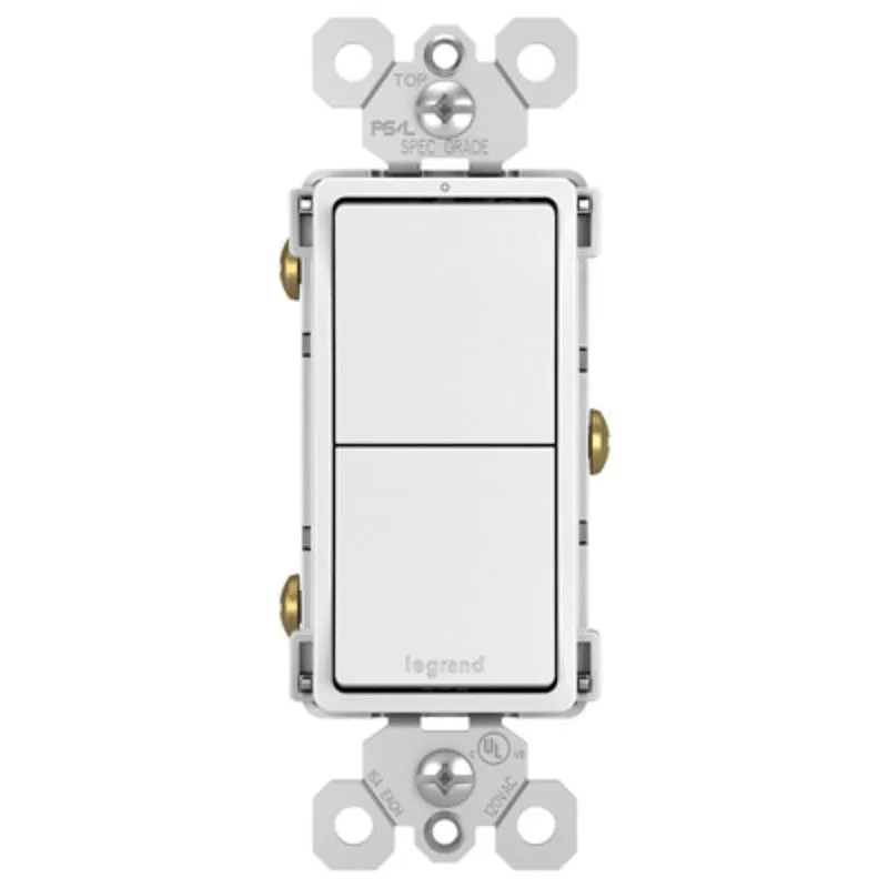 Legrand radiant RCD11WCC6 Decorator Switch, 15 A, 120/125 VAC, Back Wire, Side Wire Terminal, White