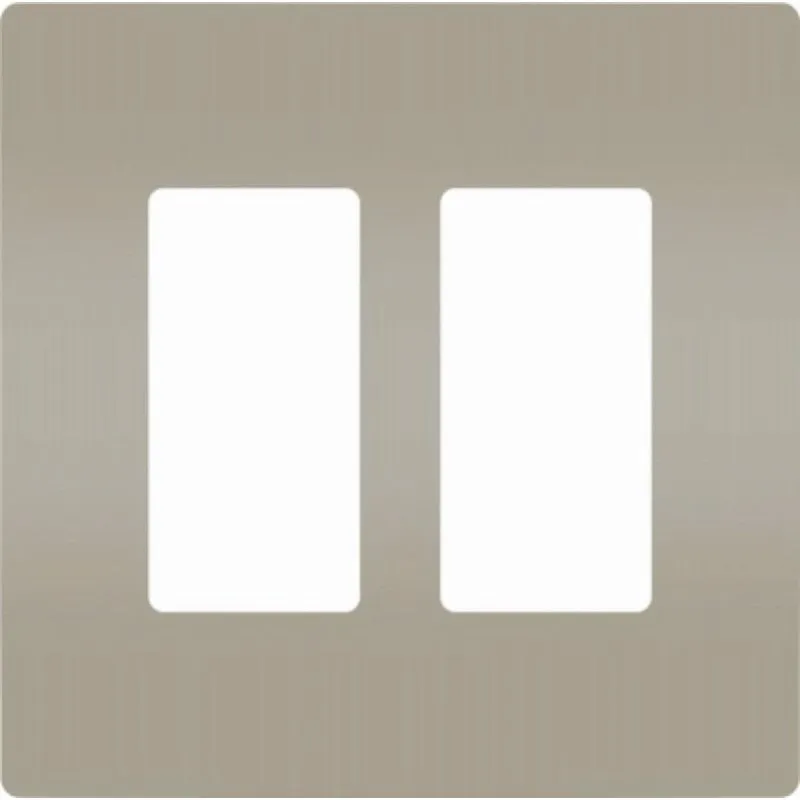 Legrand radiant RWP262NICC6 Wallplate, 4.94 in L, 4.96 in W, 2 -Gang, Polycarbonate, Silver, Nickel