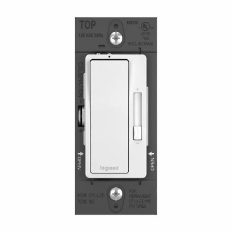 Legrand radiant Series RHCL453PWAMCC4 Dimmer with Microban, 120 V, 450 W, CFL, LED Lamp, 3-Way, White