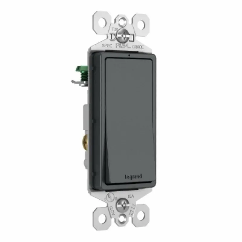 Legrand radiant Series TM873GCC10 Rocker Switch, 15 A, 120/277 V, Push Wire, Side Wire Terminal