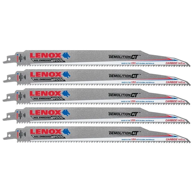 Lenox 1832147 Series Reciprocating Saw Blade, Applicable Materials: Metal, 1 in W, 12 in L, 6 TPI, Carbide Cutting Edge