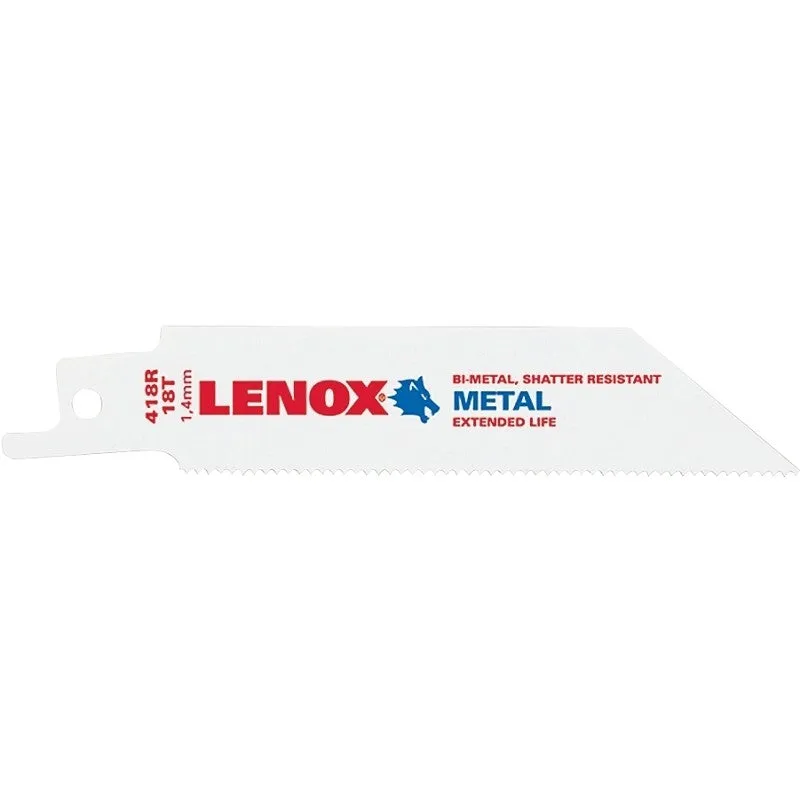 Lenox 20552418R Reciprocating Saw Blade, 3/4 in W, 4 in L, 18 TPI, Carbide Cutting Edge