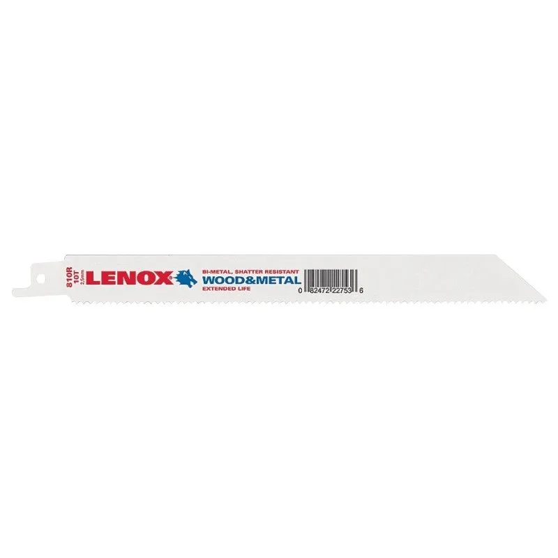 Lenox 22753OSB810R Reciprocating Saw Blade, Applicable Materials: Wood, 3/4 in W, 8 in L, 10 TPI (Pack of 50)